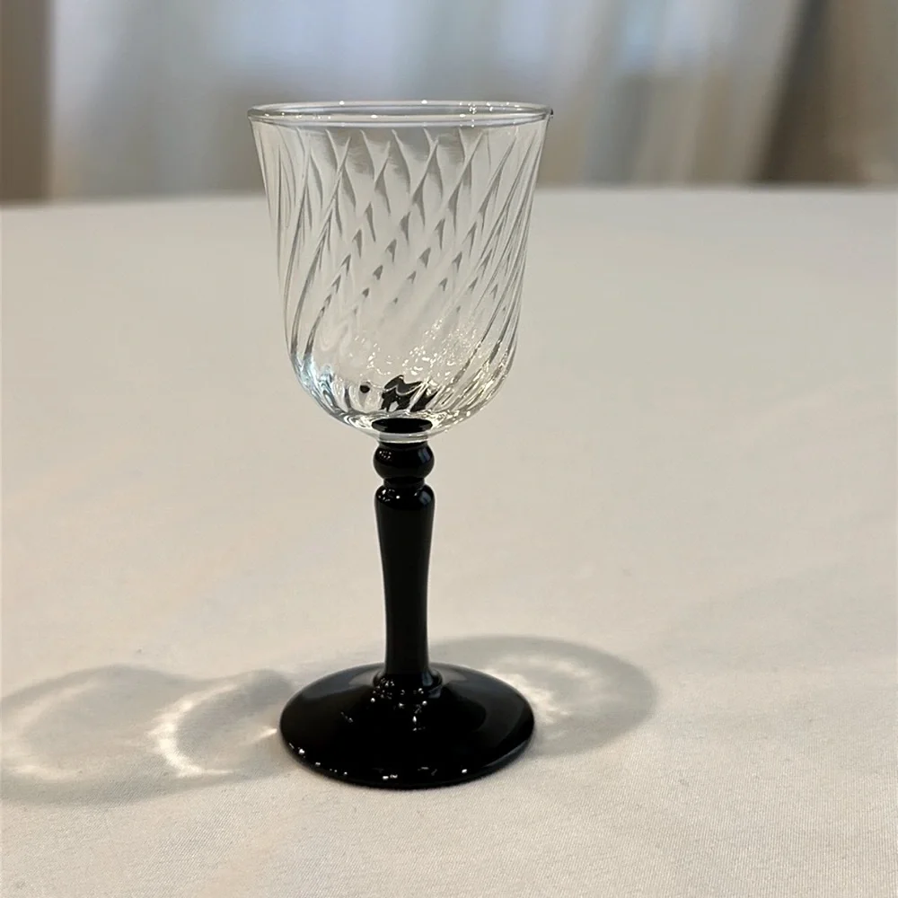 VTG Luminarc France Black Stem Cordial Glass Set